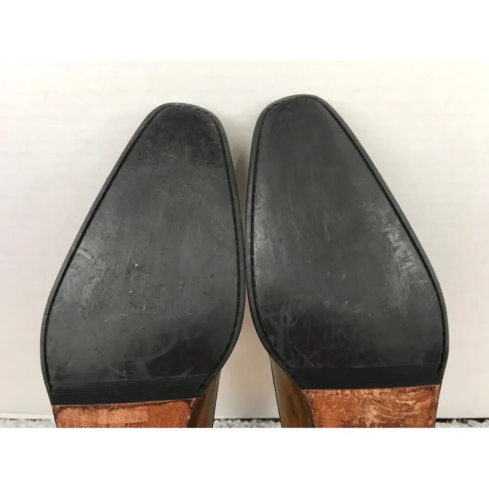 Magnanni Mens 11 Brown Leather Plain Toe Career Office Oxford Derby Dress Shoe